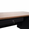 Flash Furniture Cambridge 30x70 Right Side Single Pedestal Desk with 3 Locking Drawers, Walnut Top and Black Frame GC-M-BLK-177-WLN-GG